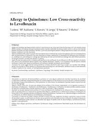 Pdf Allergy To Quinolones Low Cross Reactivity To Levofloxacin