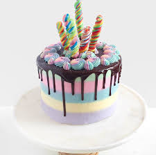 vanilla cake with rainbow er cream