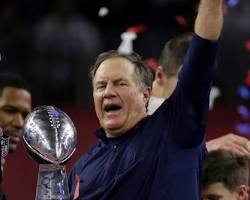 Image of Bill Belichick with a Super Bowl Trophy