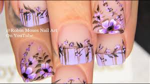 hand painted flowers nail art