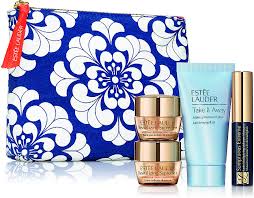 gift makeup bag with cosmetics blue