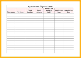 Sign Up Sheet Template Excel In Event Appointment Log