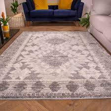 grey white textured tribal scandi rug