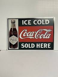 coca cola sign vintage look metal man