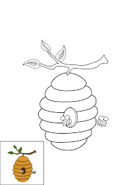 how to draw a beehive step by step