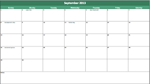 September 2013 Calendar My Excel Templates