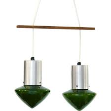 pair of vintage green glass pendant