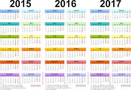 Dreijahreskalender 2015 2016 2017 Als Excel Vorlagen