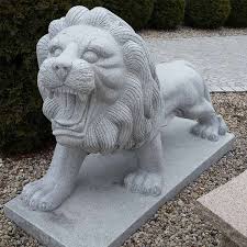 Outdoor Prowling Lion Statue In Grey