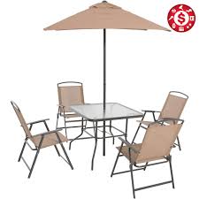 12 50 00 furniture revitcity division: 6 Piece Patio Dining Set Folding Table Chairs Umbrella Outdoor Furniture Tan Outdoor Tables And Chairs Backyard Furniture Outdoor Folding Chairs