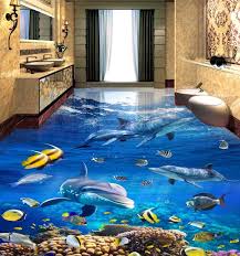 Sea World Dolphin 3d Floor Tiles