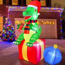 6ft dinosaur christmas inflatable