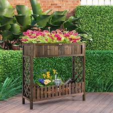 2 Tier Wood Raised Garden Bed For Vegetable And Fruit