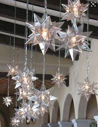 Moravian Star Silver Glass Pendants