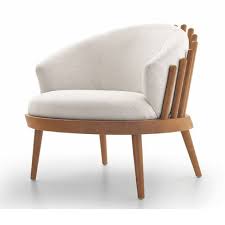 upholstered armchair in teak finish