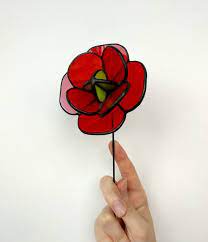 Poppy Stained Glass 3d Flower Glass