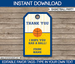 Navy Blue And Yellow Gold Basketball Thank You Tags