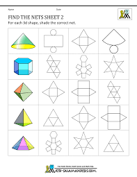 Geometric Nets Worksheets Find The Nets 2 Math Games Math