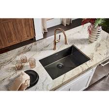 Ruvati 30 Inch Undermount Metal Black Stainless Steel Kitchen Sink 16 Gauge Single Bowl Rvh6300bl