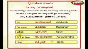 Find out the meaning of the following words from the internet. Learn Malayalam Through English Lesson 13 Question Words Youtube