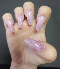 24x pink starry glitter false nails uv