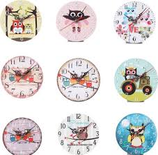 Round Owl Wooden Color Mini Clock For