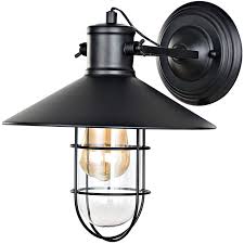 Karmiqi Black Farmhouse Wall Sconce Lighting Industrial Rustic Wall Lamp With Cage Glass Shade Adjustable Indoor Vintage Antique Wall Light For Barn Hallway Entryway Restaurant Amazon Com