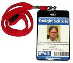 Details About Dwight Schrute The Office Dunder Mifflin Id Badge Halloween Costume Prop