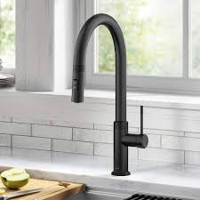 kraus allyn modern industrial pull down single handle kitchen faucet in matte black kpf 2654mb