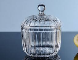 Squared Glass Candy Dishes Jar With Lid