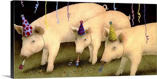 Party Pigs Wall Art Canvas Prints