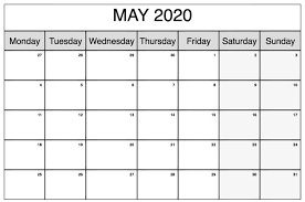 Free Printable May 2020 Calendar Template With Notes