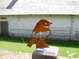 Garden Art Corten Rusty Bird Gift For
