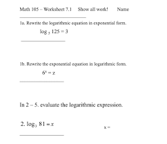 Solved Math 105 Worksheet 7 1 Show
