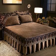 Bed Skirt Luxury Gold Lace Bed Cover