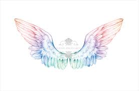 10x8 Angel Wings Art Print Rainbow Pencil Drawing Anne