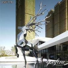 Large Metal Deer Sculpture Modern