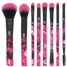 neon pink tie dye 8pc makeup brush set