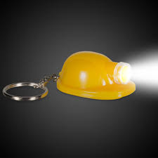 It is waterproof and dustproof. Yellow Construction Hat Led Keychain