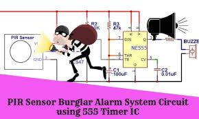 pir sensor burglar alarm system circuit