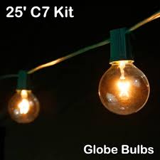 Green C7 Light String W Clear Globe Bulbs