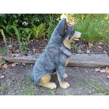 Blue Heeler Dog Sitting Statue Garden