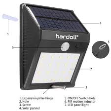 Hardoll 20 Led Solar Lights For Garden Home Motion Sensor Waterproof Lamp Black