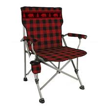 Driftsun padded folding portable 6 position reclining cushioned stadium seat chair with side beverage cup holder and backpack carry straps, red. Wilcor Buffalo Plaid Bear Straight Back Folding Chair Kittery Trading Post