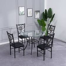 Coco 8 piece dining set with server. Round Glass Top Dining Table With 4 Chairs Off 53