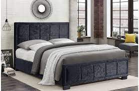 Black Crushed Velvet King Size Bed Frame