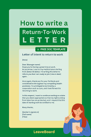 return to work letter with free