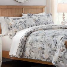 Gray Fl Full Queen Comforter Set