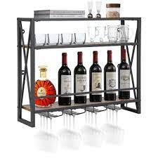 Gymax Wall Mounted Wine Rack Industrial