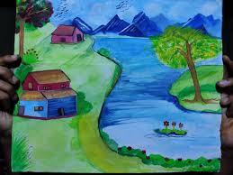 my drawing of a riverside village peakd